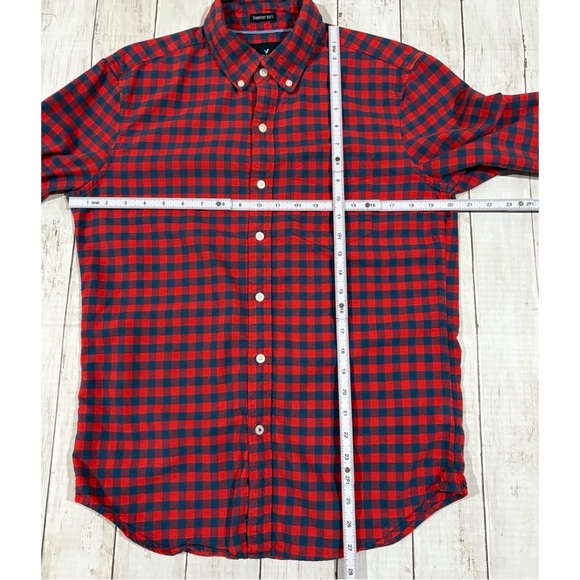 American Eagle Seriously Soft Button Down Plaid Shirt, Red, Mens Small - Picture 6 of 8